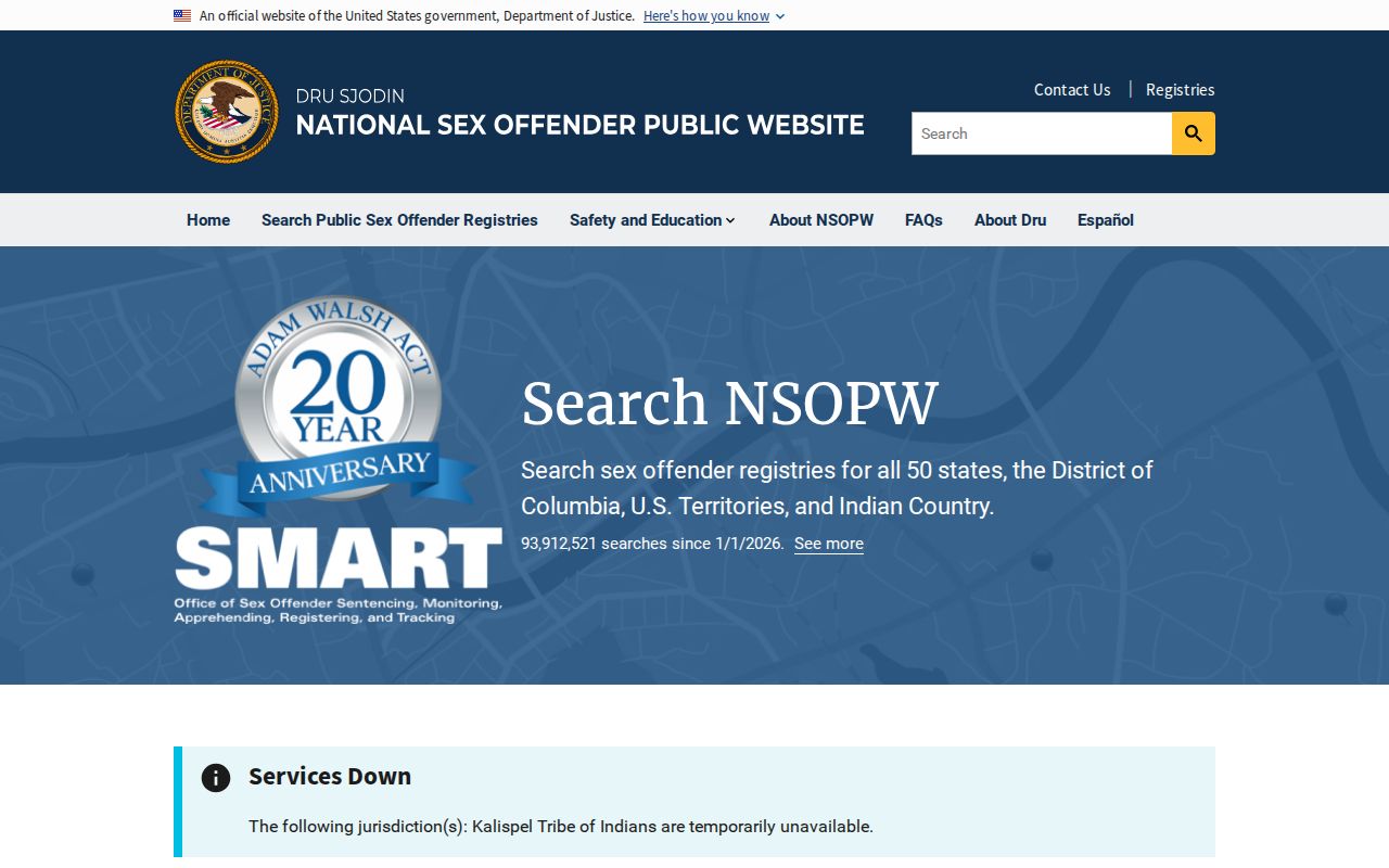 National registry search used with Coke County sex offender records