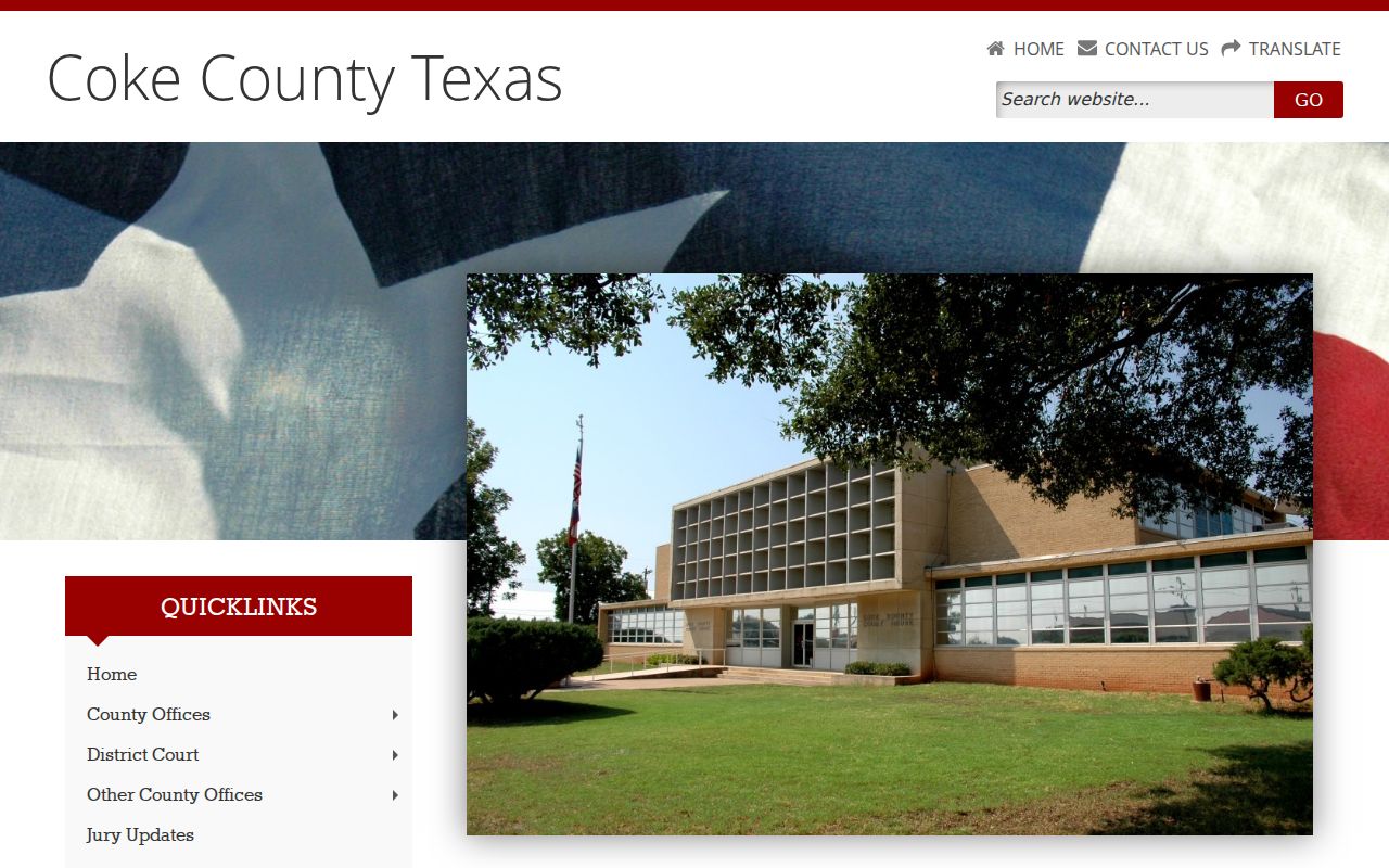 Coke County criminal records courthouse contact page