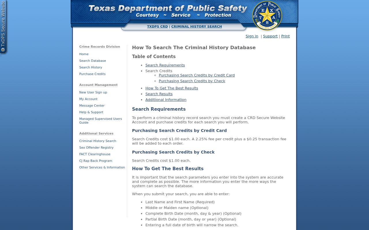 Coke County criminal record DPS search pricing instructions